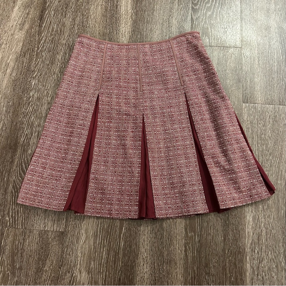 Tocca Pleated Burgurndy Wool Skirt Size 4